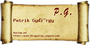 Petrik György névjegykártya