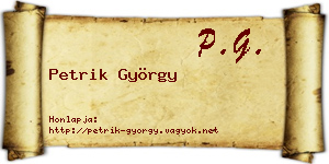 Petrik György névjegykártya